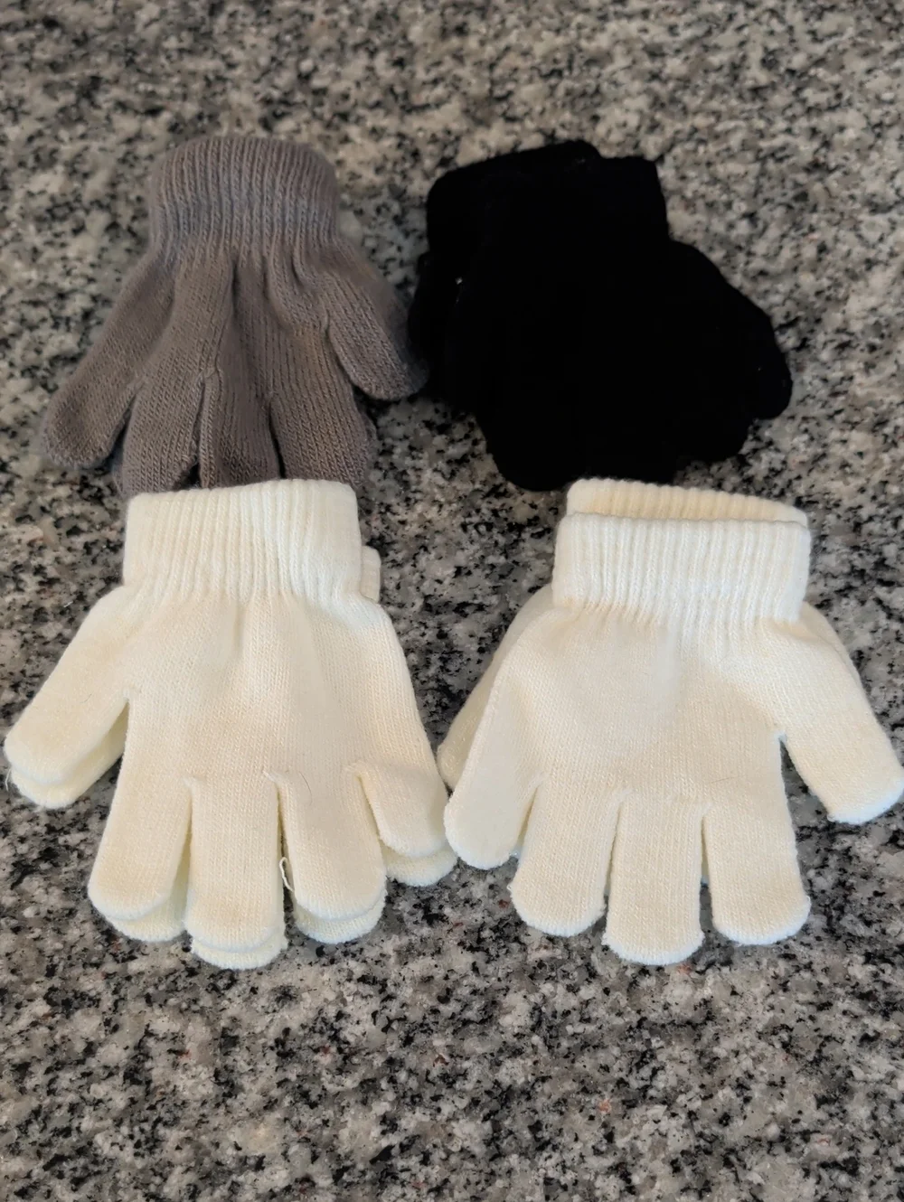 Kids Knit Winter Gloves - White, Gray, Black
